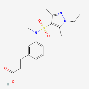 3-[3-[(1-Ethyl-3,5-dimethylpyrazol-4-yl)sulfonyl-methylamino]phenyl]propanoic acid