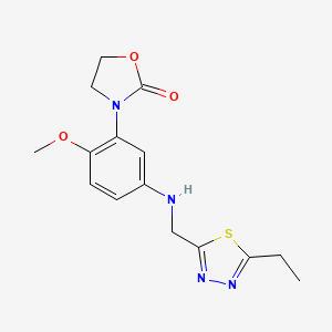 molecular formula C15H18N4O3S B6967567 3-[5-[(5-Ethyl-1,3,4-thiadiazol-2-yl)methylamino]-2-methoxyphenyl]-1,3-oxazolidin-2-one 