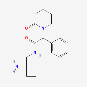 molecular formula C18H25N3O2 B6967590 N-[(1-aminocyclobutyl)methyl]-2-(2-oxopiperidin-1-yl)-2-phenylacetamide 