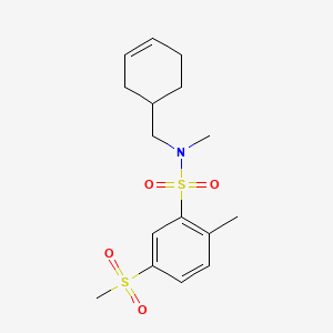 molecular formula C16H23NO4S2 B6967616 N-(cyclohex-3-en-1-ylmethyl)-N,2-dimethyl-5-methylsulfonylbenzenesulfonamide 