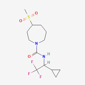 molecular formula C13H21F3N2O3S B6967659 N-(1-cyclopropyl-2,2,2-trifluoroethyl)-4-methylsulfonylazepane-1-carboxamide 