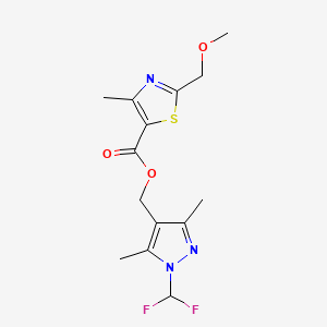 molecular formula C14H17F2N3O3S B6967662 [1-(Difluoromethyl)-3,5-dimethylpyrazol-4-yl]methyl 2-(methoxymethyl)-4-methyl-1,3-thiazole-5-carboxylate 