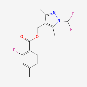 molecular formula C15H15F3N2O2 B6967679 [1-(Difluoromethyl)-3,5-dimethylpyrazol-4-yl]methyl 2-fluoro-4-methylbenzoate 