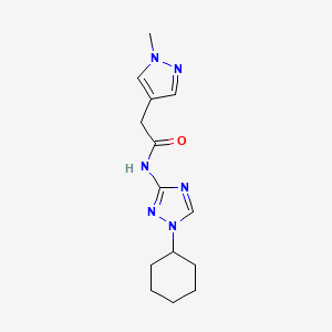 molecular formula C14H20N6O B6967708 N-(1-cyclohexyl-1,2,4-triazol-3-yl)-2-(1-methylpyrazol-4-yl)acetamide 