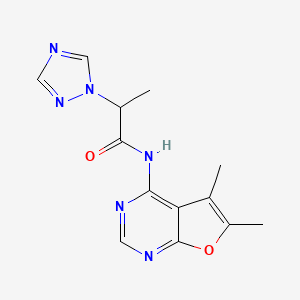 molecular formula C13H14N6O2 B6967710 N-(5,6-dimethylfuro[2,3-d]pyrimidin-4-yl)-2-(1,2,4-triazol-1-yl)propanamide 