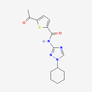 molecular formula C15H18N4O2S B6967724 5-acetyl-N-(1-cyclohexyl-1,2,4-triazol-3-yl)thiophene-2-carboxamide 