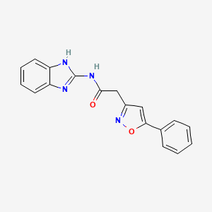 molecular formula C18H14N4O2 B6967756 N-(1H-benzimidazol-2-yl)-2-(5-phenyl-1,2-oxazol-3-yl)acetamide 