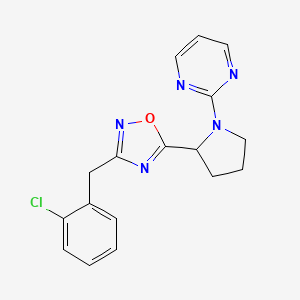 molecular formula C17H16ClN5O B6967767 3-[(2-Chlorophenyl)methyl]-5-(1-pyrimidin-2-ylpyrrolidin-2-yl)-1,2,4-oxadiazole 