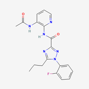 molecular formula C19H19FN6O2 B6967793 N-(3-acetamidopyridin-2-yl)-1-(2-fluorophenyl)-5-propyl-1,2,4-triazole-3-carboxamide 