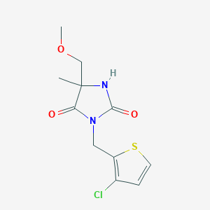 molecular formula C11H13ClN2O3S B6967838 3-[(3-Chlorothiophen-2-yl)methyl]-5-(methoxymethyl)-5-methylimidazolidine-2,4-dione 