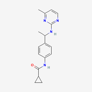 molecular formula C17H20N4O B6967857 N-[4-[1-[(4-methylpyrimidin-2-yl)amino]ethyl]phenyl]cyclopropanecarboxamide 