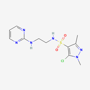 molecular formula C11H15ClN6O2S B6967879 5-chloro-1,3-dimethyl-N-[2-(pyrimidin-2-ylamino)ethyl]pyrazole-4-sulfonamide 