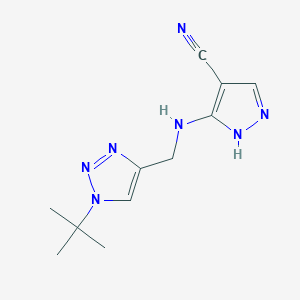 molecular formula C11H15N7 B6967913 5-[(1-tert-butyltriazol-4-yl)methylamino]-1H-pyrazole-4-carbonitrile 