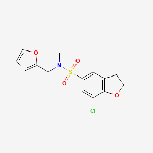 molecular formula C15H16ClNO4S B6967916 7-chloro-N-(furan-2-ylmethyl)-N,2-dimethyl-2,3-dihydro-1-benzofuran-5-sulfonamide 