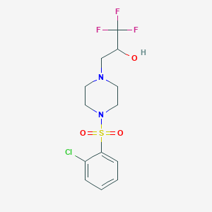 molecular formula C13H16ClF3N2O3S B6967977 3-[4-(2-Chlorophenyl)sulfonylpiperazin-1-yl]-1,1,1-trifluoropropan-2-ol 