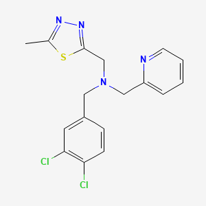 molecular formula C17H16Cl2N4S B6967998 1-(3,4-dichlorophenyl)-N-[(5-methyl-1,3,4-thiadiazol-2-yl)methyl]-N-(pyridin-2-ylmethyl)methanamine 