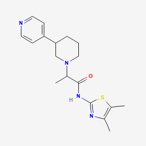 molecular formula C18H24N4OS B6968016 N-(4,5-dimethyl-1,3-thiazol-2-yl)-2-(3-pyridin-4-ylpiperidin-1-yl)propanamide 