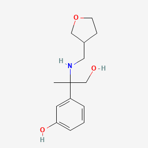 molecular formula C14H21NO3 B6968023 3-[1-Hydroxy-2-(oxolan-3-ylmethylamino)propan-2-yl]phenol 