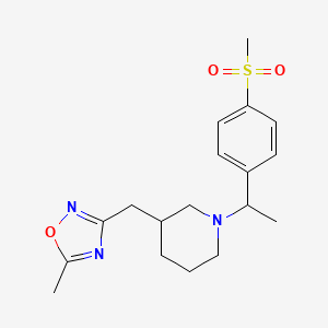 molecular formula C18H25N3O3S B6968027 5-Methyl-3-[[1-[1-(4-methylsulfonylphenyl)ethyl]piperidin-3-yl]methyl]-1,2,4-oxadiazole 