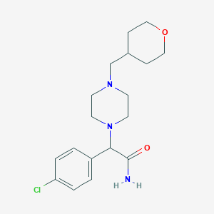 molecular formula C18H26ClN3O2 B6968031 2-(4-Chlorophenyl)-2-[4-(oxan-4-ylmethyl)piperazin-1-yl]acetamide 