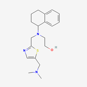 molecular formula C19H27N3OS B6968057 2-[[5-[(Dimethylamino)methyl]-1,3-thiazol-2-yl]methyl-(1,2,3,4-tetrahydronaphthalen-1-yl)amino]ethanol 