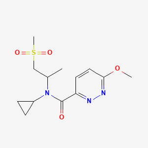 molecular formula C13H19N3O4S B6968102 N-cyclopropyl-6-methoxy-N-(1-methylsulfonylpropan-2-yl)pyridazine-3-carboxamide 