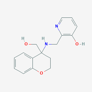 molecular formula C16H18N2O3 B6968104 2-[[[4-(Hydroxymethyl)-2,3-dihydrochromen-4-yl]amino]methyl]pyridin-3-ol 