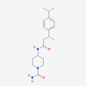 molecular formula C19H29N3O2 B6968126 4-[3-(4-Propan-2-ylphenyl)butanoylamino]piperidine-1-carboxamide 