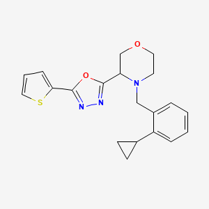 molecular formula C20H21N3O2S B6968141 4-[(2-Cyclopropylphenyl)methyl]-3-(5-thiophen-2-yl-1,3,4-oxadiazol-2-yl)morpholine 