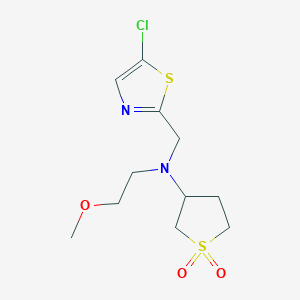 molecular formula C11H17ClN2O3S2 B6968159 N-[(5-chloro-1,3-thiazol-2-yl)methyl]-N-(2-methoxyethyl)-1,1-dioxothiolan-3-amine 