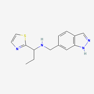 molecular formula C14H16N4S B6968176 N-(1H-indazol-6-ylmethyl)-1-(1,3-thiazol-2-yl)propan-1-amine 