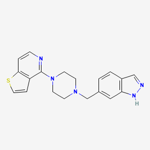 molecular formula C19H19N5S B6968183 4-[4-(1H-indazol-6-ylmethyl)piperazin-1-yl]thieno[3,2-c]pyridine 