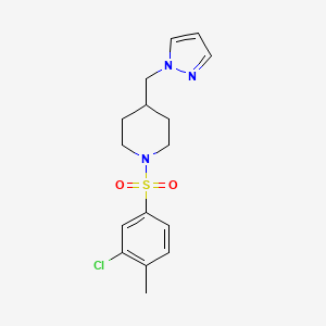 1-(3-Chloro-4-methylphenyl)sulfonyl-4-(pyrazol-1-ylmethyl)piperidine