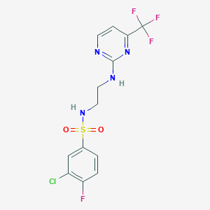 3-chloro-4-fluoro-N-[2-[[4-(trifluoromethyl)pyrimidin-2-yl]amino]ethyl]benzenesulfonamide