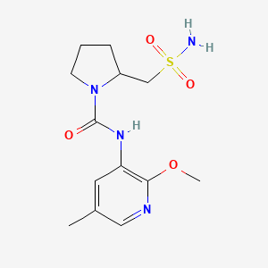 molecular formula C13H20N4O4S B6968229 N-(2-methoxy-5-methylpyridin-3-yl)-2-(sulfamoylmethyl)pyrrolidine-1-carboxamide 