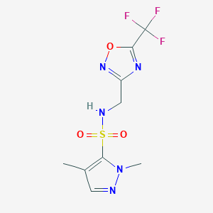 molecular formula C9H10F3N5O3S B6968249 2,4-dimethyl-N-[[5-(trifluoromethyl)-1,2,4-oxadiazol-3-yl]methyl]pyrazole-3-sulfonamide 