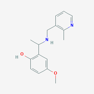 molecular formula C16H20N2O2 B6968308 4-Methoxy-2-[1-[(2-methylpyridin-3-yl)methylamino]ethyl]phenol 