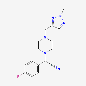 molecular formula C16H19FN6 B6968309 2-(4-Fluorophenyl)-2-[4-[(2-methyltriazol-4-yl)methyl]piperazin-1-yl]acetonitrile 