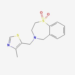 molecular formula C14H16N2O2S2 B6968316 4-[(4-methyl-1,3-thiazol-5-yl)methyl]-3,5-dihydro-2H-1lambda6,4-benzothiazepine 1,1-dioxide 