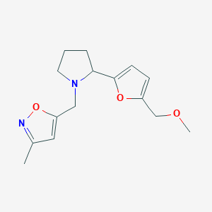 molecular formula C15H20N2O3 B6968328 5-[[2-[5-(Methoxymethyl)furan-2-yl]pyrrolidin-1-yl]methyl]-3-methyl-1,2-oxazole 