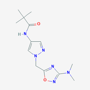 N-[1-[[3-(dimethylamino)-1,2,4-oxadiazol-5-yl]methyl]pyrazol-4-yl]-2,2-dimethylpropanamide