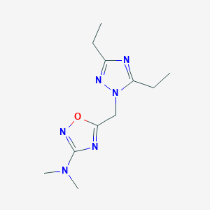 molecular formula C11H18N6O B6968368 5-[(3,5-diethyl-1,2,4-triazol-1-yl)methyl]-N,N-dimethyl-1,2,4-oxadiazol-3-amine 