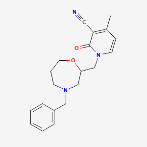 molecular formula C20H23N3O2 B6968387 1-[(4-Benzyl-1,4-oxazepan-2-yl)methyl]-4-methyl-2-oxopyridine-3-carbonitrile 