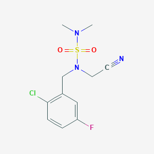 molecular formula C11H13ClFN3O2S B6968402 2-[(2-Chloro-5-fluorophenyl)methyl-(dimethylsulfamoyl)amino]acetonitrile 