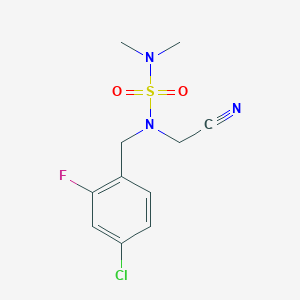 molecular formula C11H13ClFN3O2S B6968409 2-[(4-Chloro-2-fluorophenyl)methyl-(dimethylsulfamoyl)amino]acetonitrile 