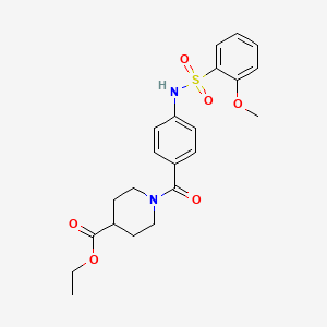 molecular formula C22H26N2O6S B6968448 Ethyl 1-[4-[(2-methoxyphenyl)sulfonylamino]benzoyl]piperidine-4-carboxylate 