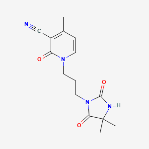 molecular formula C15H18N4O3 B6968498 1-[3-(4,4-Dimethyl-2,5-dioxoimidazolidin-1-yl)propyl]-4-methyl-2-oxopyridine-3-carbonitrile 