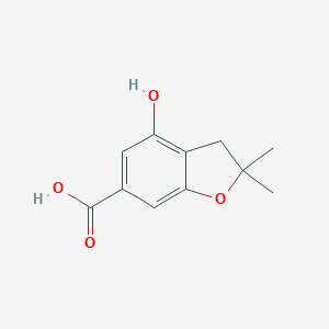 molecular formula C11H12O4 B069685 4-Hydroxy-2,2-dimethyl-2,3-dihydrobenzofuran-6-carboxylic acid CAS No. 169130-42-1