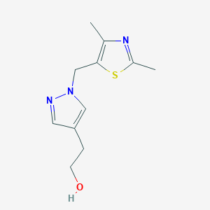 molecular formula C11H15N3OS B6968504 2-[1-[(2,4-Dimethyl-1,3-thiazol-5-yl)methyl]pyrazol-4-yl]ethanol 