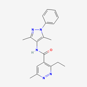 molecular formula C19H21N5O B6968517 N-(3,5-dimethyl-1-phenylpyrazol-4-yl)-3-ethyl-6-methylpyridazine-4-carboxamide 